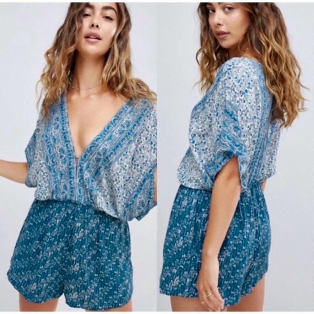 Free People Arizona Romper Blue Size Small